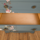 Floral Upcycled Chest of Drawers, Blue Grey Vintage Dresser, Painted Furniture