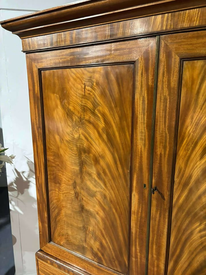 Georgian Flame Mahogany Linen Press