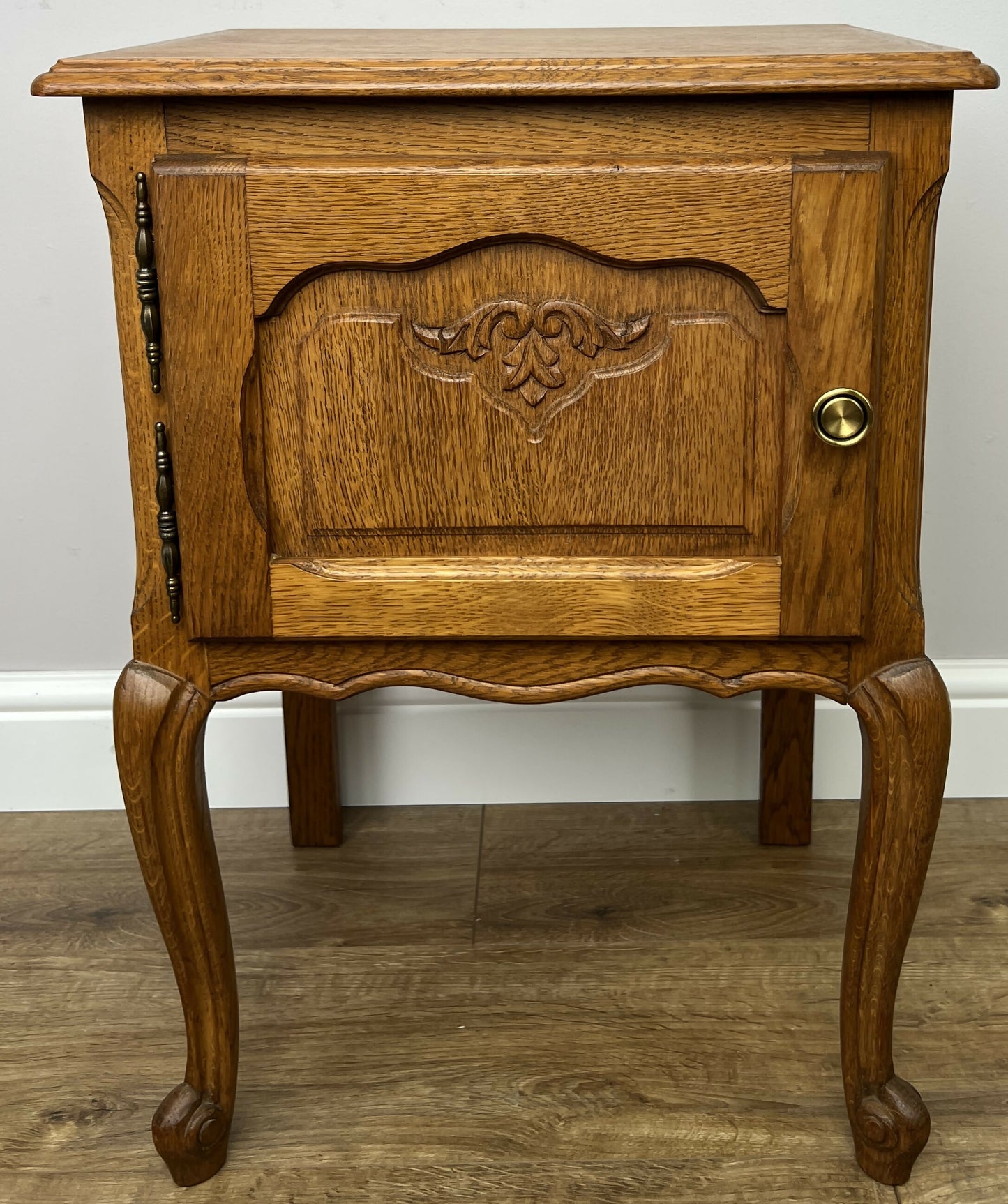 Pair of Bedside Tables Vintage French Louis Oak Nightstands Cabinets LOT 6297