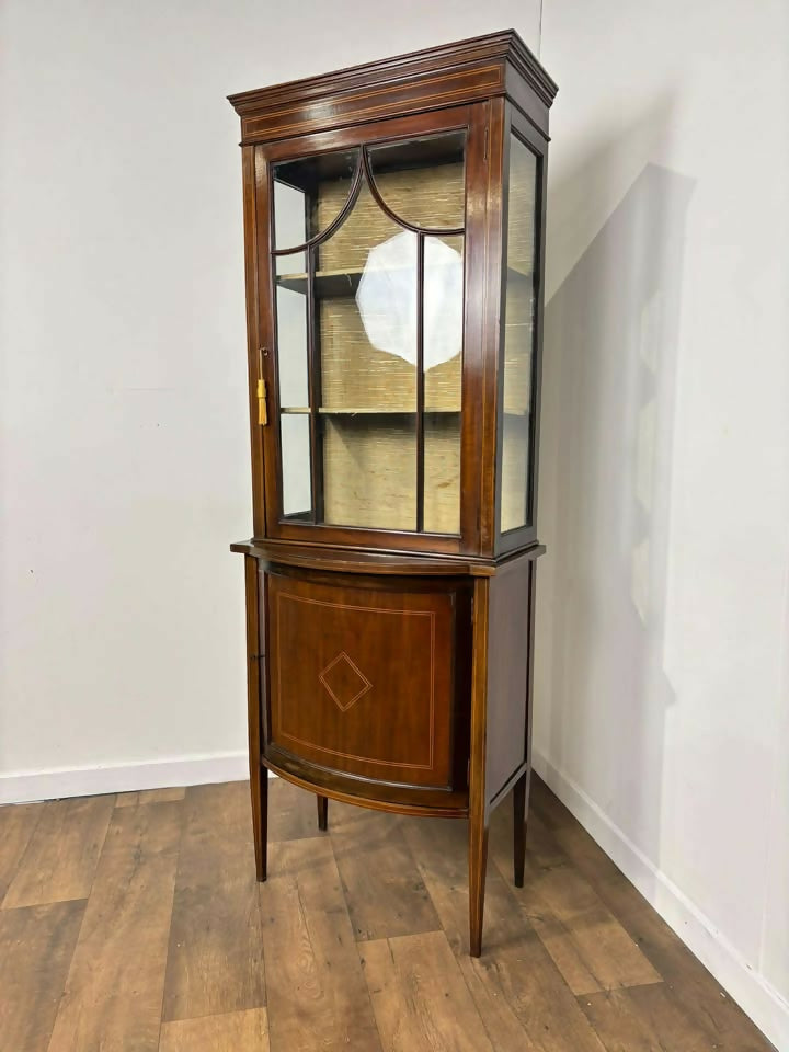 Edwardian Inlaid Mahogany Narrow Display Cabinet