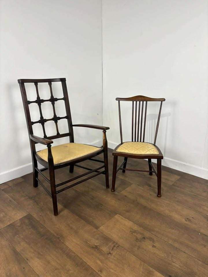 Pair of Early 20th Century Side Chairs – Decorative, Solid & Low-Seated