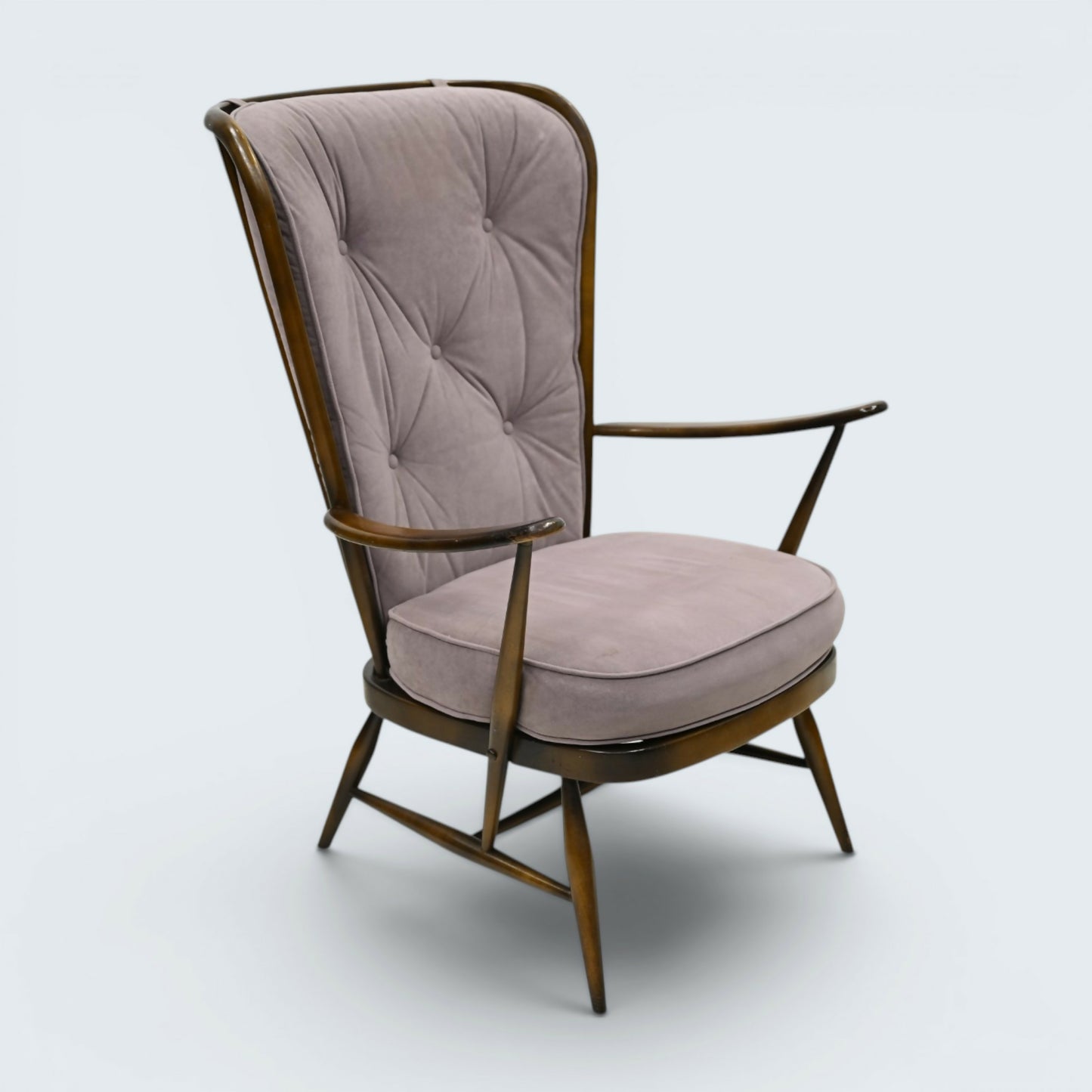 Ercol Windsor Easy Chair Armchair Tall Back Lilac Upholstery FREE UK Delivery