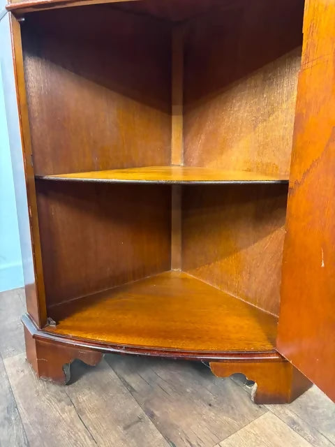 Reproduction Walnut Glazed Corner Display Cabinet