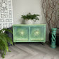 Vintage blanket box, hand painted green, boho