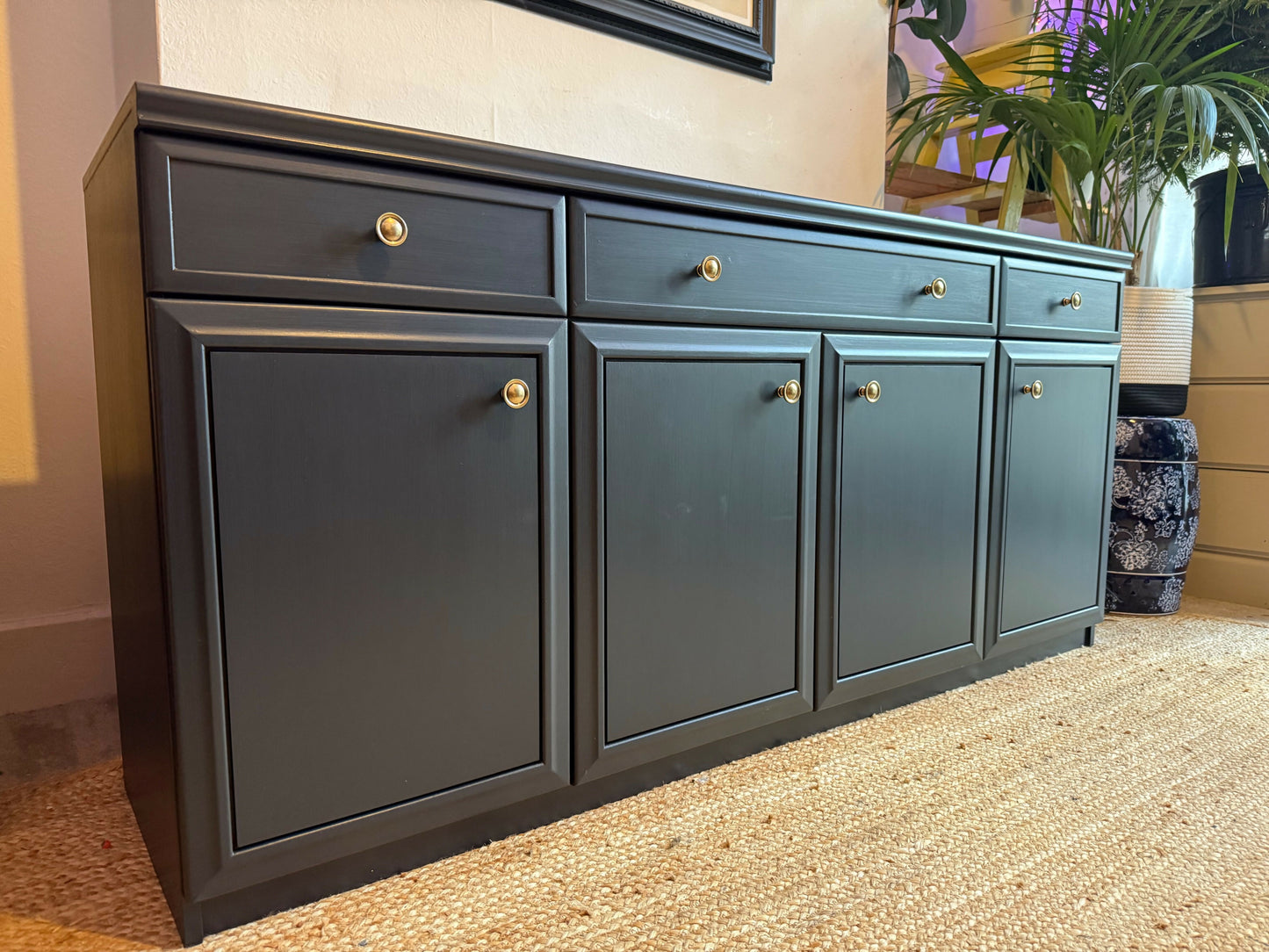 Newly refurbished solid sideboard dark blue