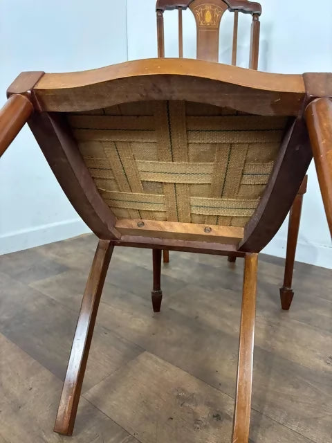 Pair of Edwardian Inlaid Mahogany Chairs