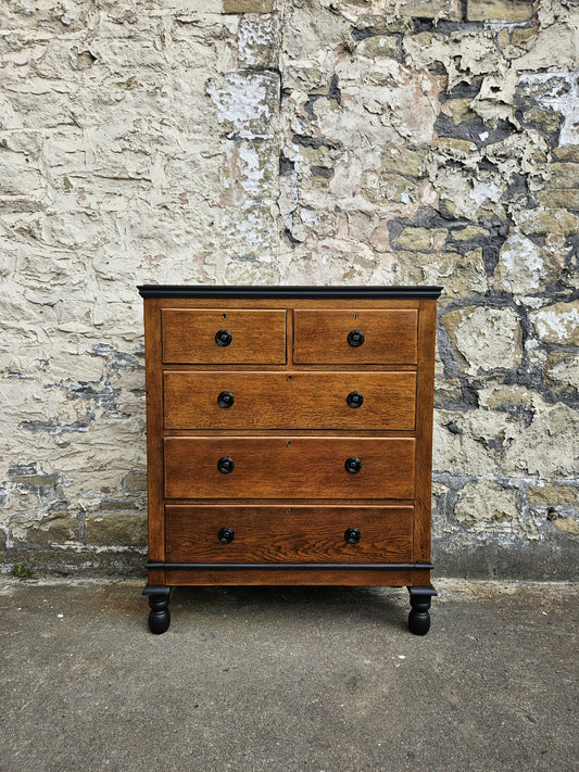 Vintage Oak Chest Of Drawers Five Drawer Lovely Detailing Super Proportions