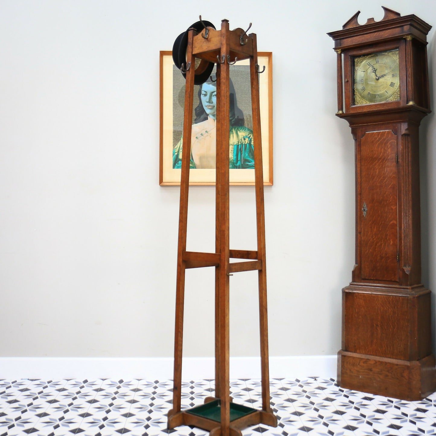 Arts and Crafts Coat Stand Hall Stand Edwardian in Solid Oak.