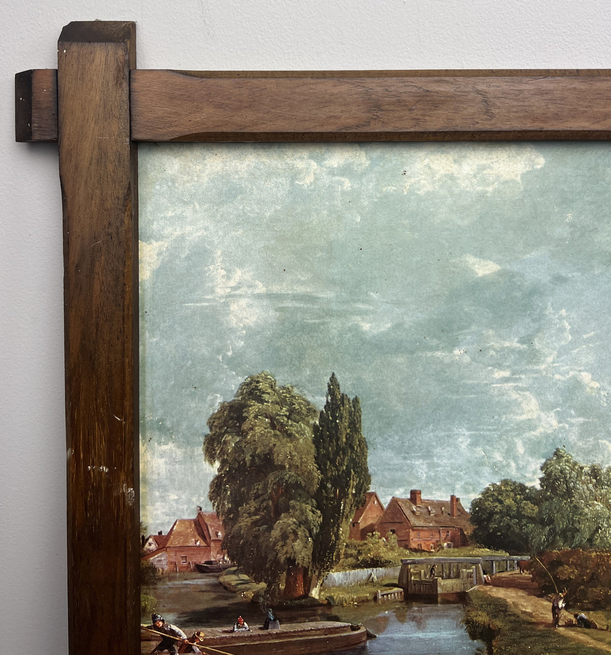 Painting Vintage French Style Landscape Print Oak Framed Wall Art LOT 6547