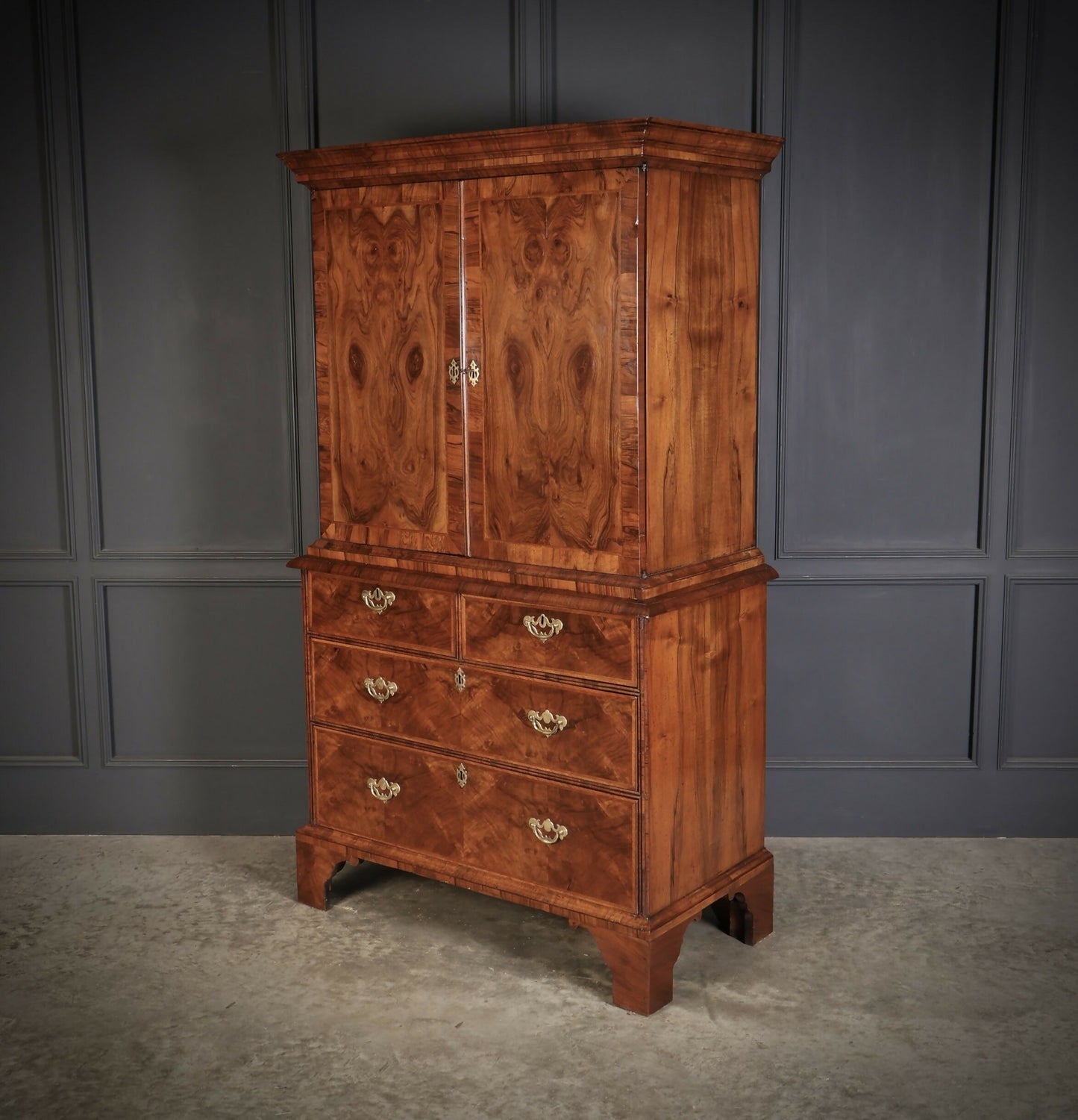 Queen Anne Walnut Tallboy Cabinet On Chest