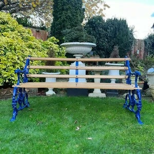 Serpent and Grape Cast Iron and Oak Garden Bench