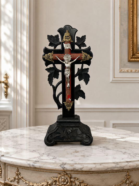Crucifix Antique French Style Religious Ornate Cross Freestanding LOT 6440