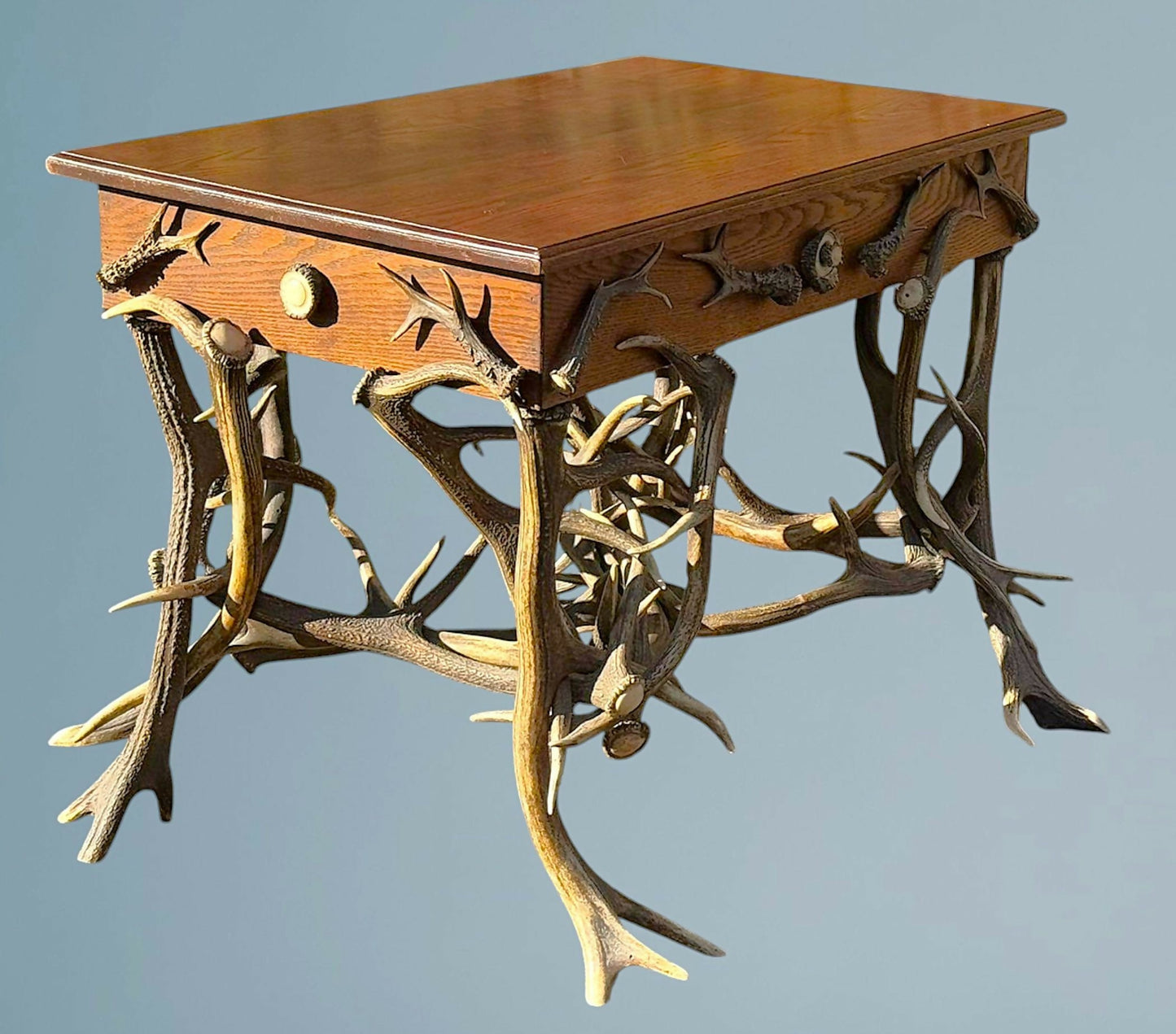 19th Century Antique Black Forest Antler Table