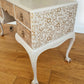 Vintage Taupe Dressing Table with Mirror and Queen Anne legs