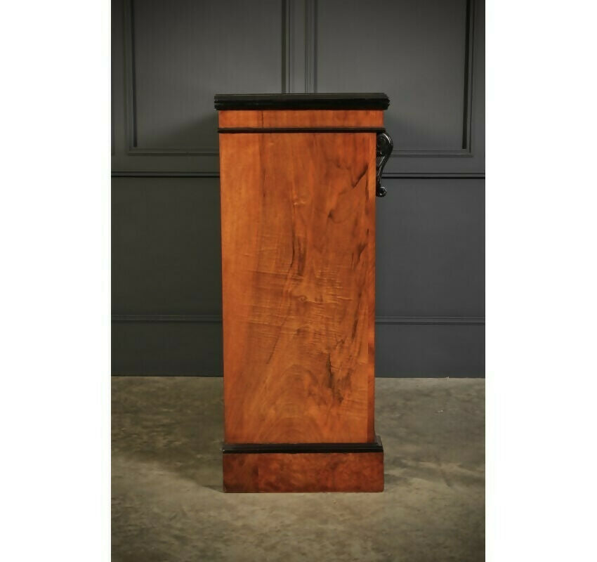 Vintage Victorian Glazed Figured Walnut Bookcase Display Cabinet