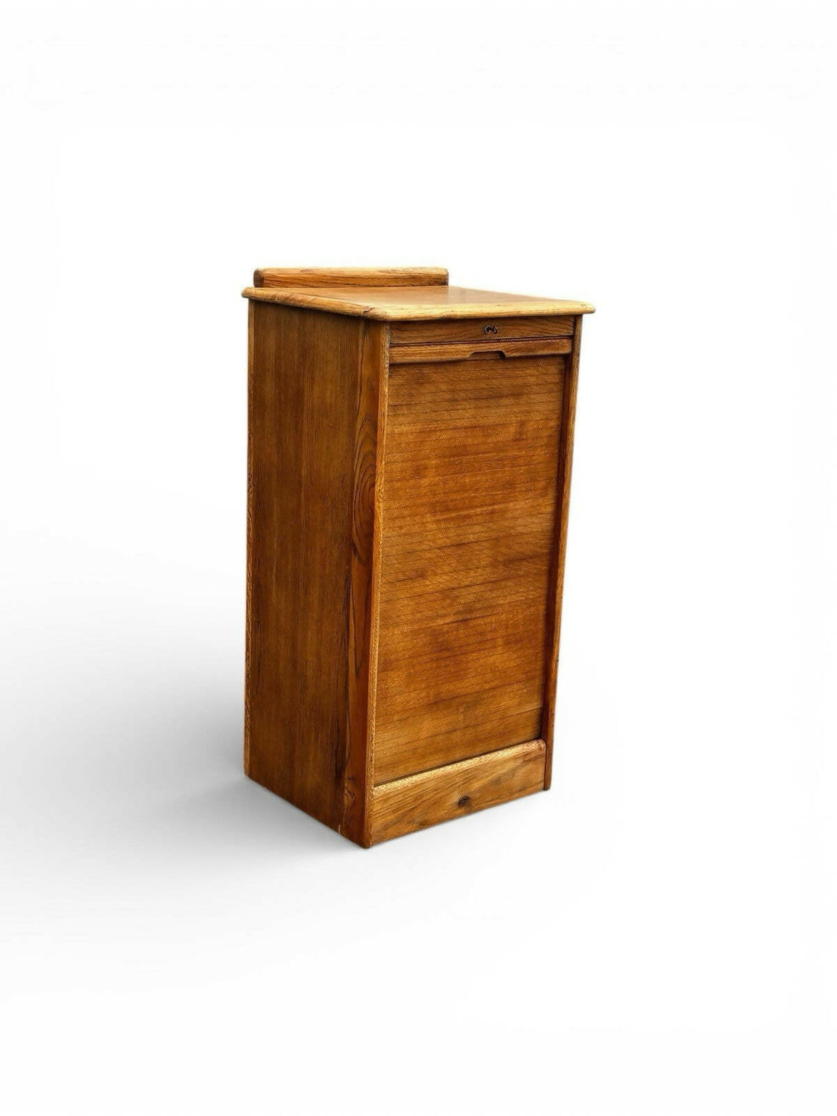 Light Oak Set Of 9 Filing Drawers With Tambour Rolling Front, With Key