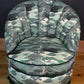 1960s Vintage Fluted Back Chair – Completely Reupholstered in Japanese-Inspired Designer Fabric