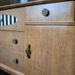 Art Deco Beautility Sideboard. Refinished Oak Cabinet. Striped vintage furniture.