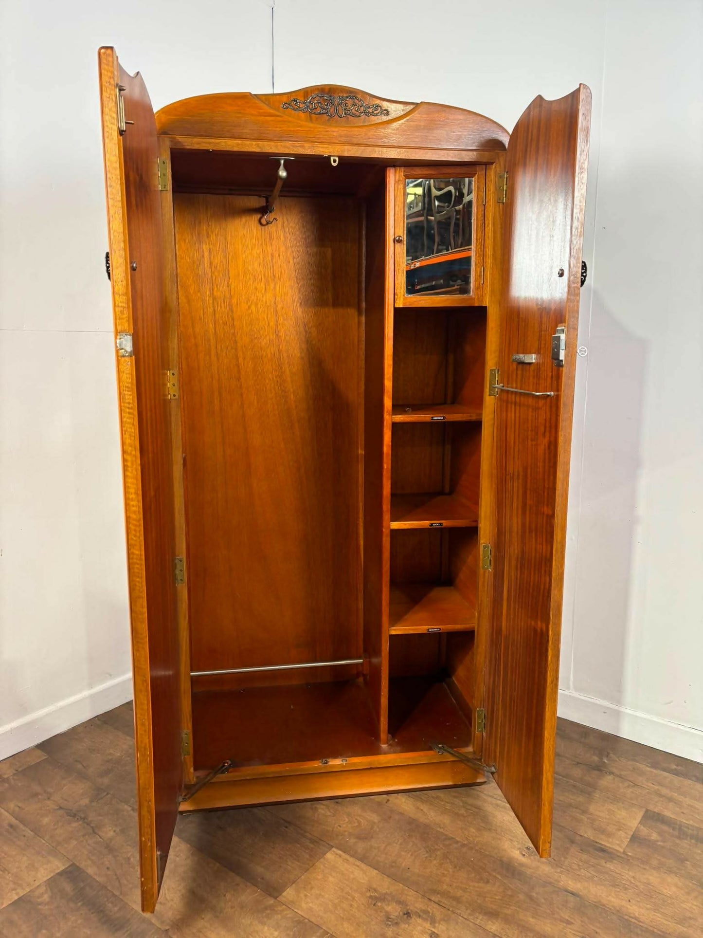 Vintage Walnut Veneered Two Door Wardrobe by Wilkin Furniture (c.1960)