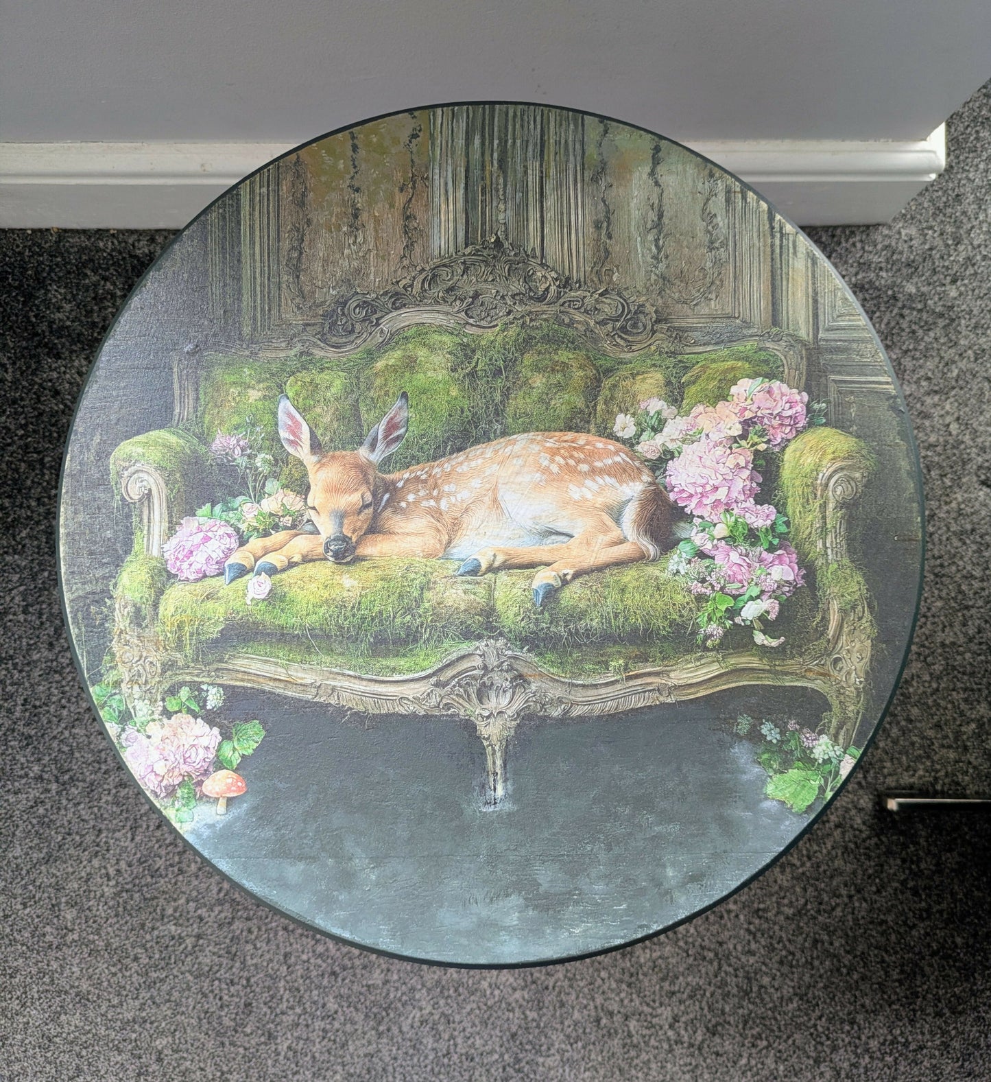 Hand Painted and Decoupaged Small Side Table