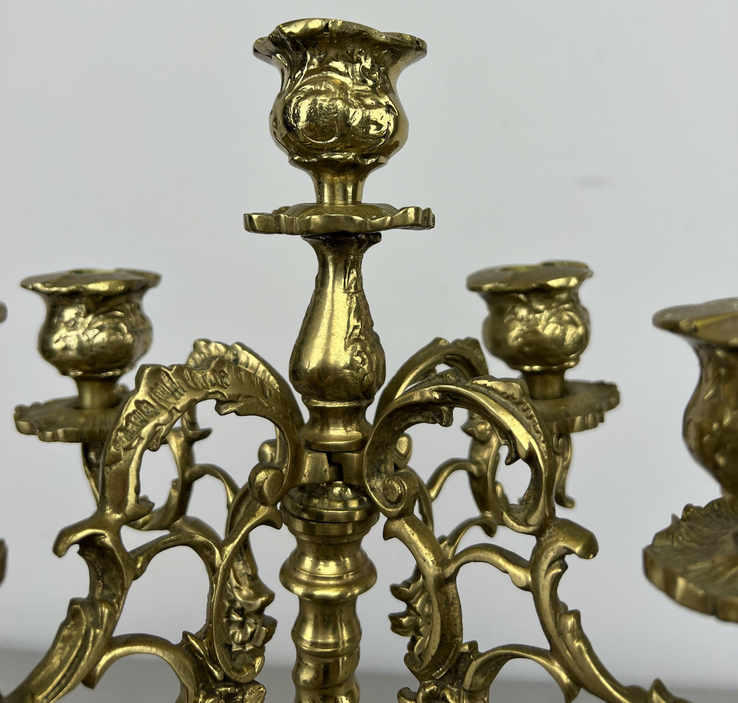 Candelabra Vintage French Style Brass Five Arm Ornate Candle Holder LOT 6423