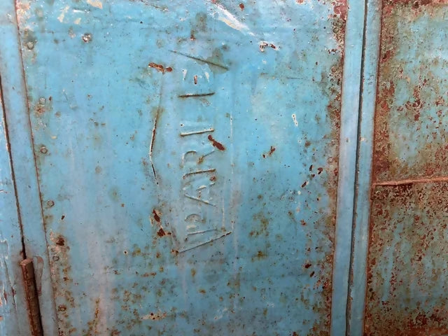 Industrial Style Reclaimed Distressed Blue Indian Cupboard