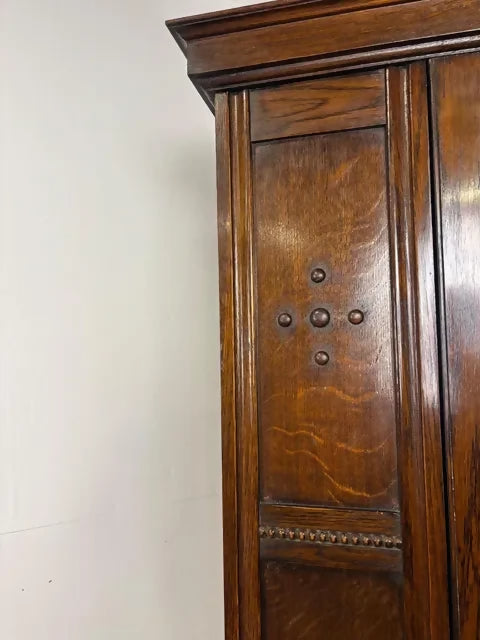 Vintage Oak Single Mirror Door Wardrobe / Hall Robe