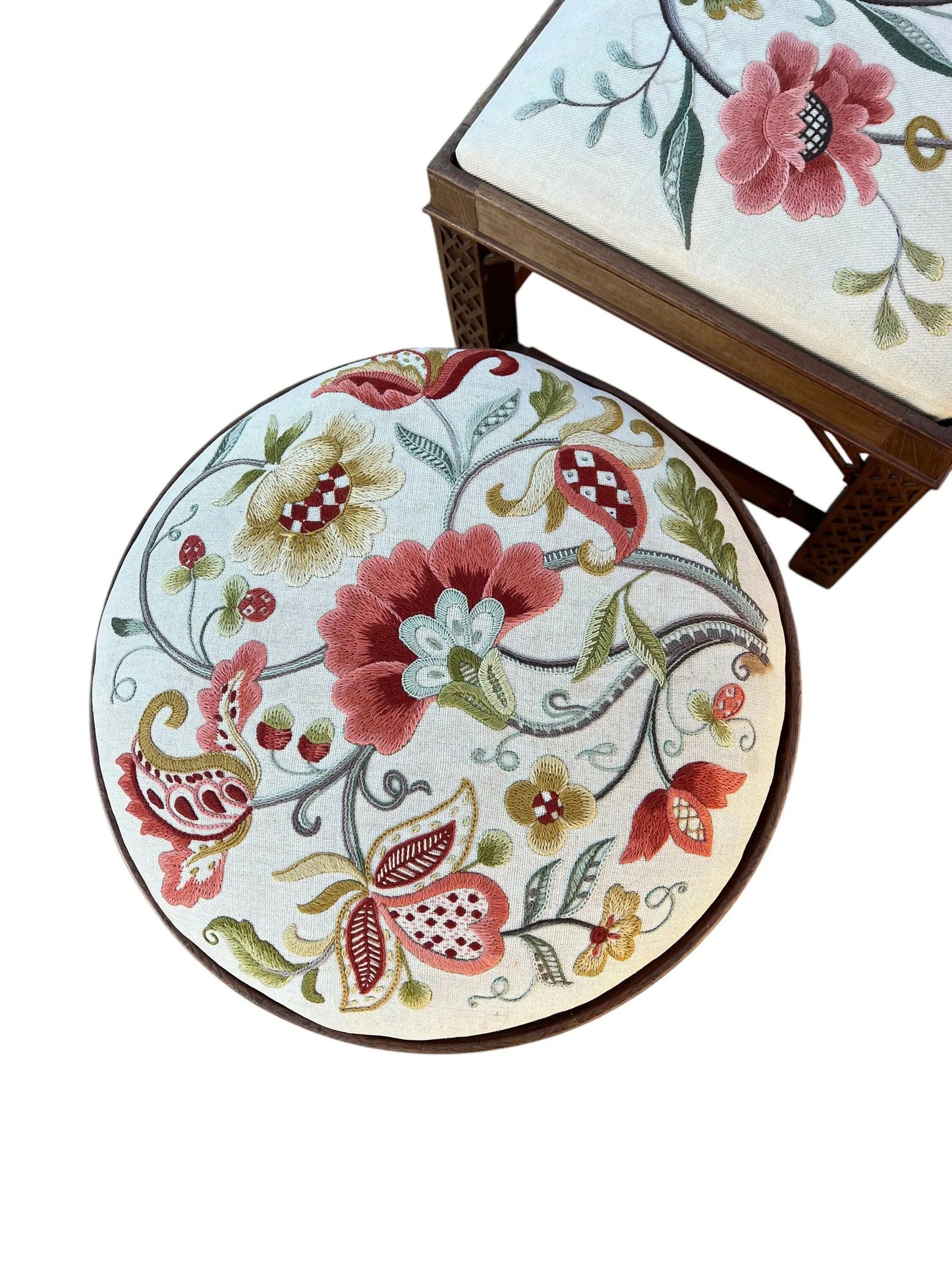 Pair of vintage needlepoint / tapestry footstools