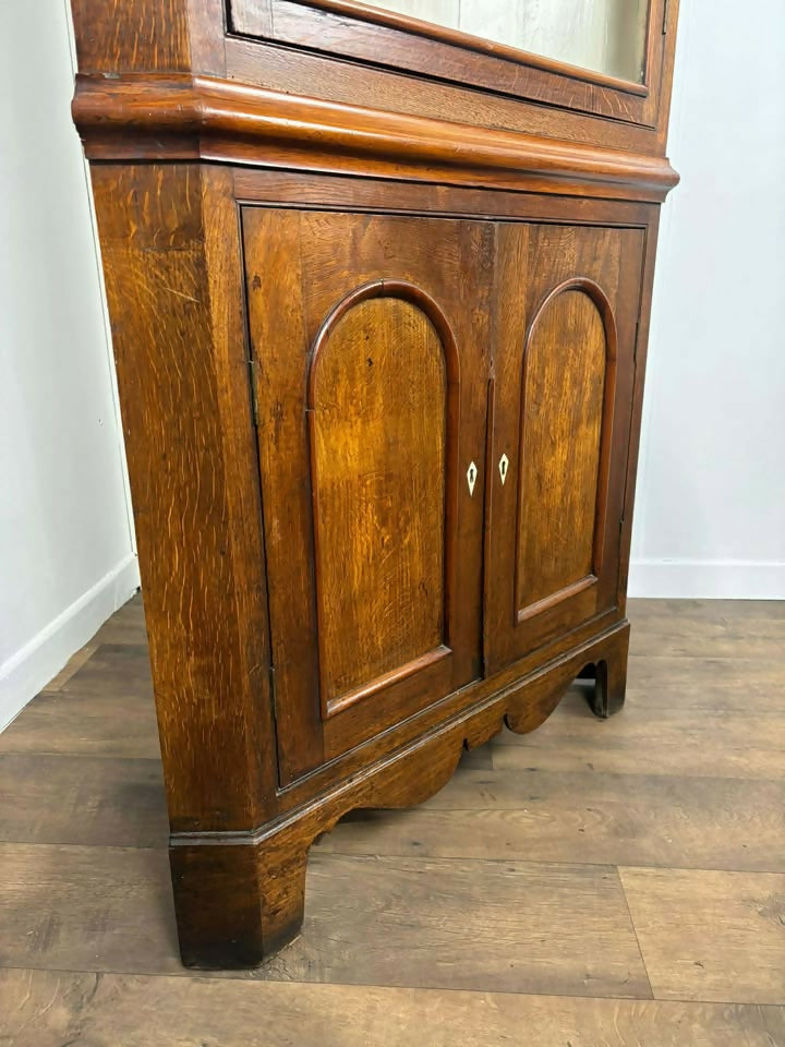 Victorian Mahogany Double Corner Cupboard With Glazed Top