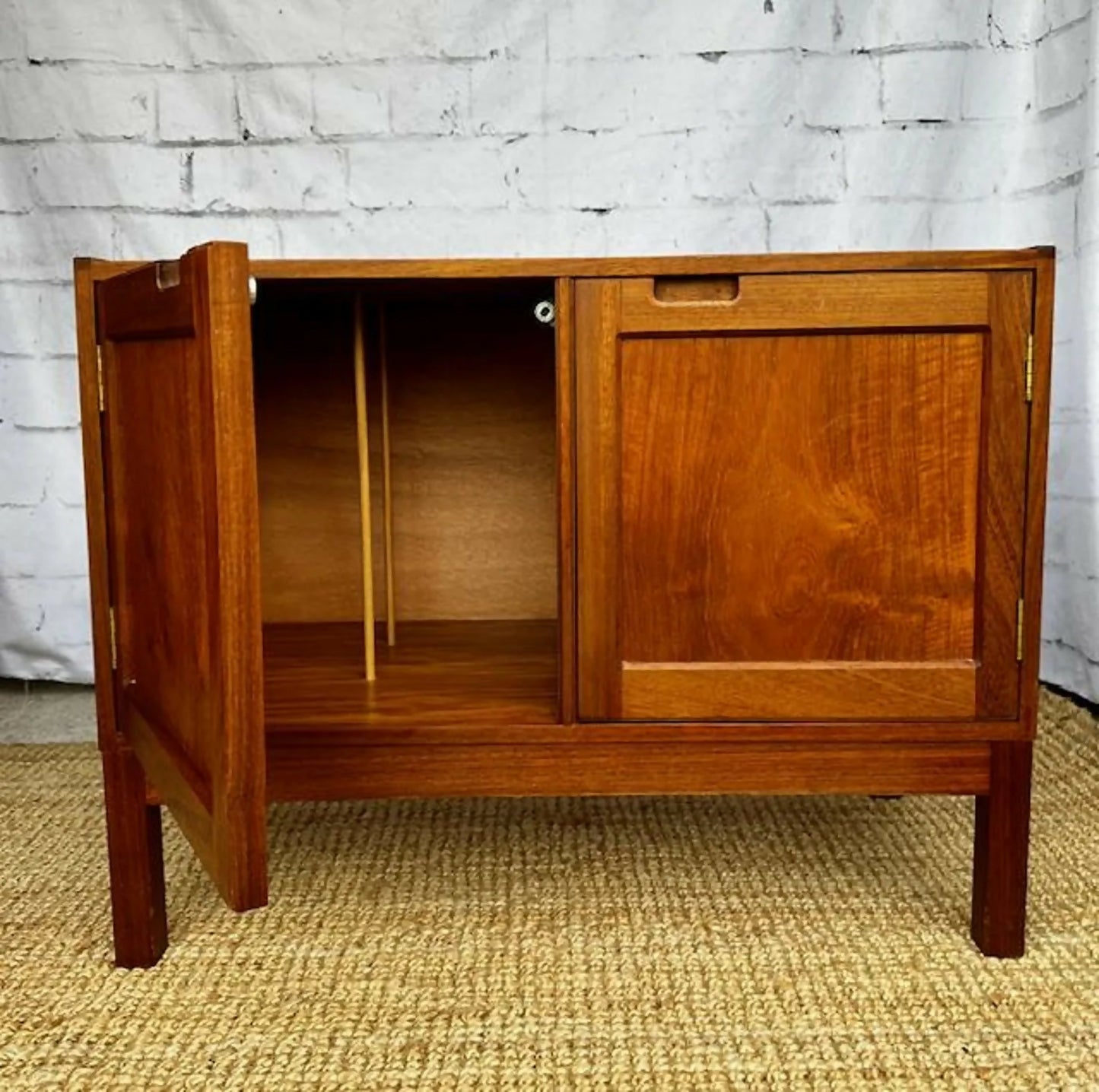 Mid Century Teak Record Cabinet / Small Sideboard / Bedside, Drinks Cabinet, Retro Furniture, Living Room, Hallway Storage, Danish Style