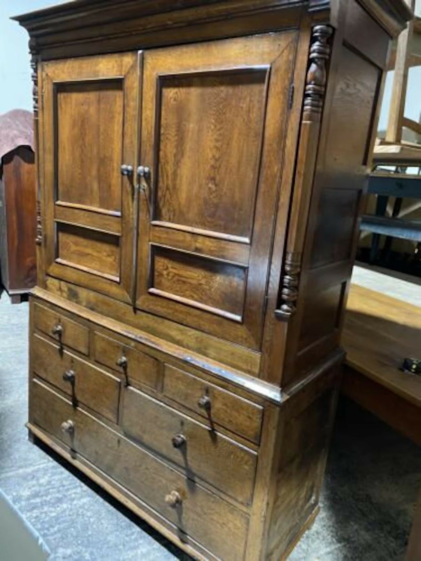 Antique George III Oak & Yew Press Housekeeper’s Cupboard