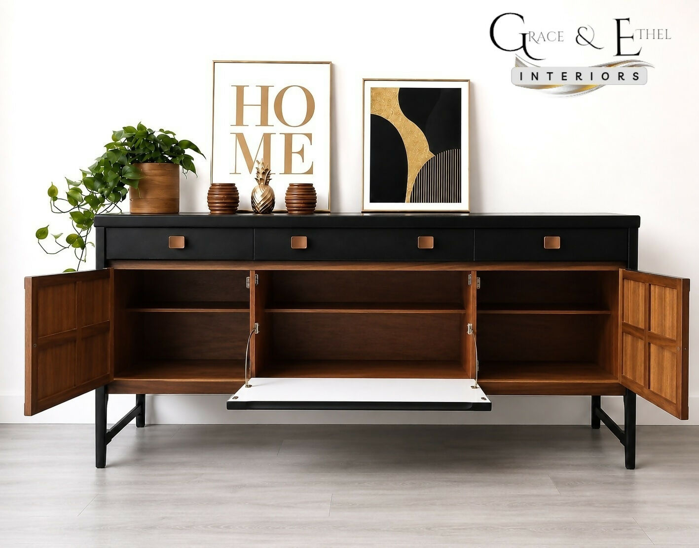 PAINT TO ORDER -Black Nathan sideboard, cocktail cabinet