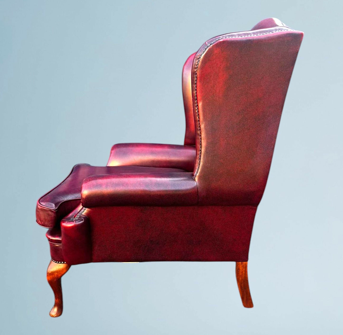 Queen Anne High Back Chesterfield Leather Armchair