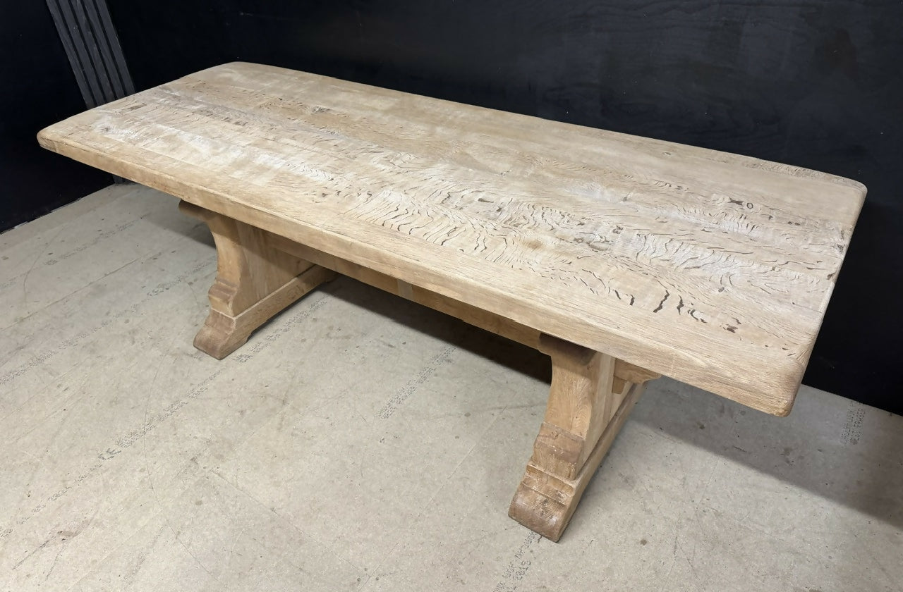 Bleached Oak Farmhouse Dining Table