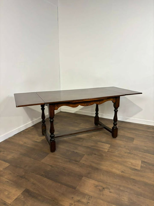 Vintage Solid Oak Drawer Leaf Dining Table – Refectory Style
