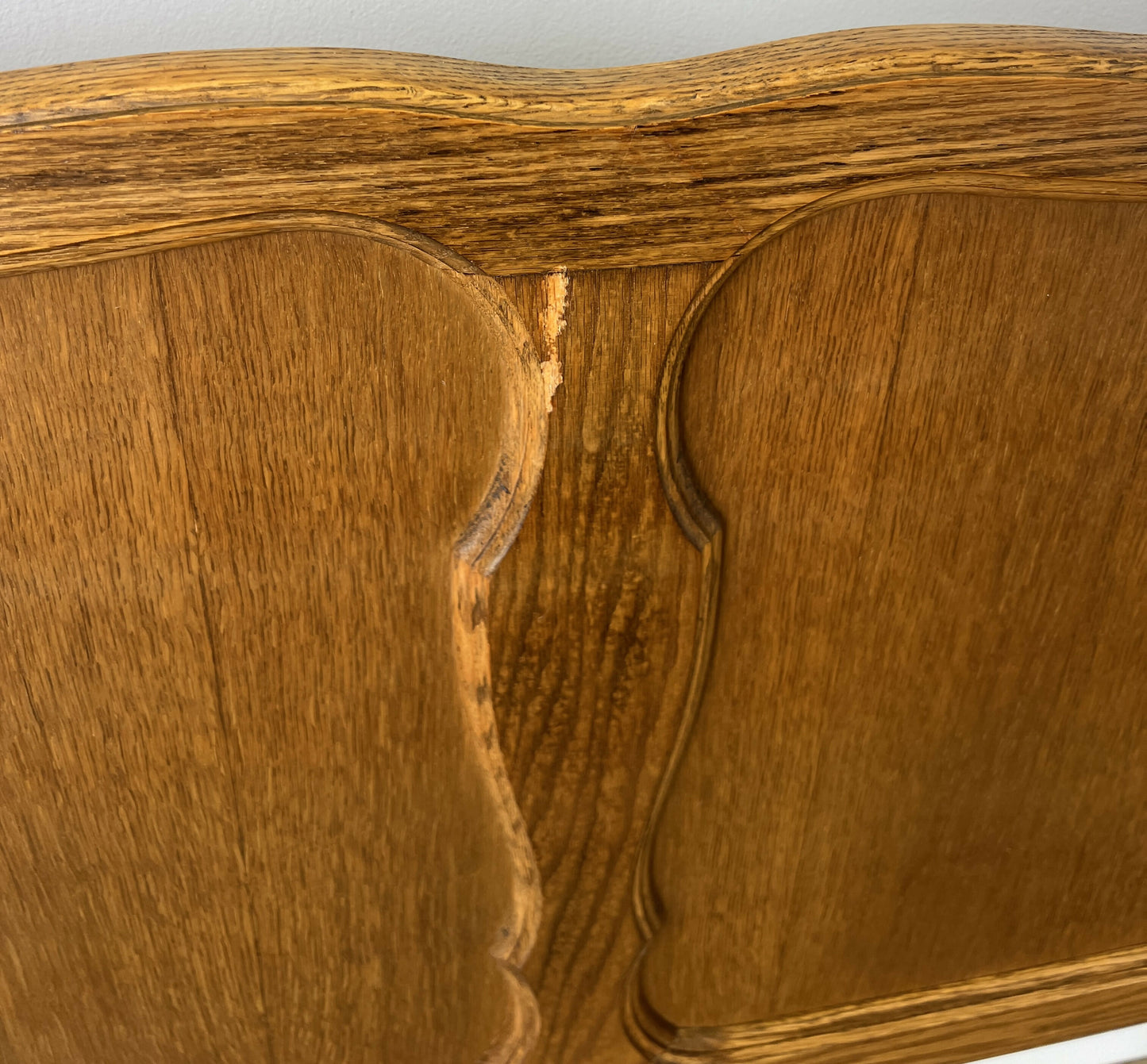 Bed Vintage French Louis XVI Double Bed Frame Oak Carved Headboard LOT 6396