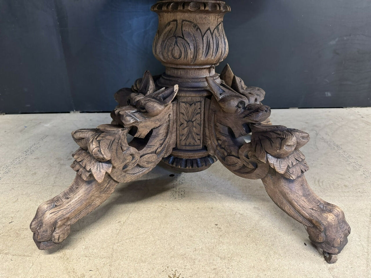 French Carved Oak Hunting Table