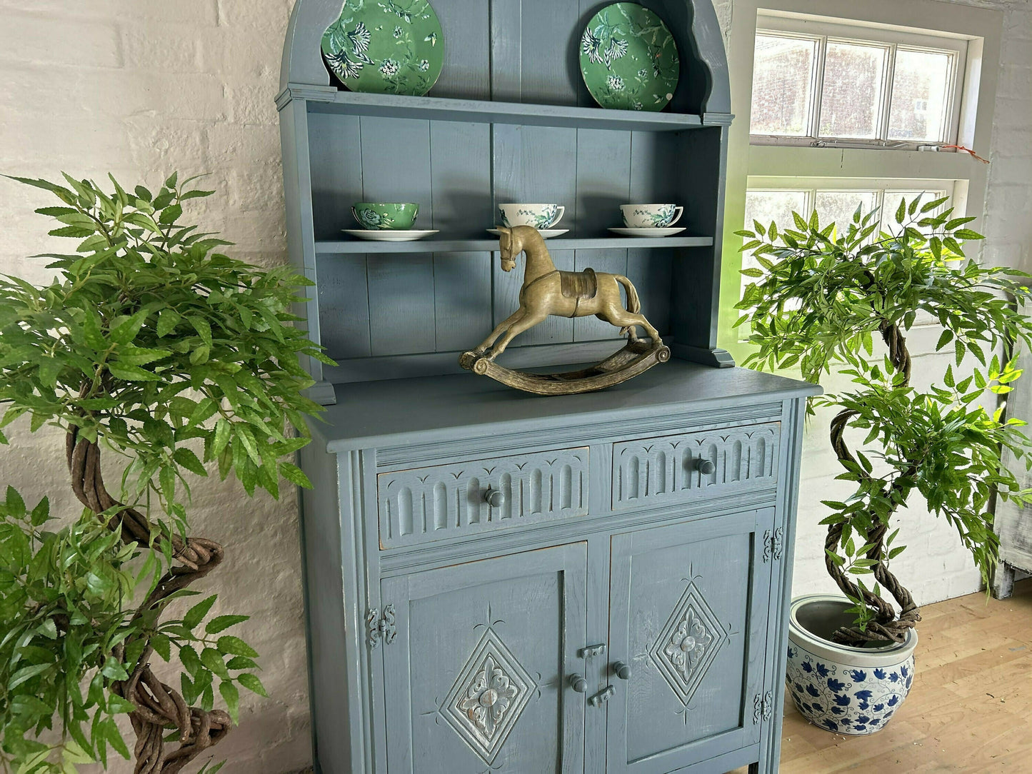 Vintage French Farmhouse Dresser, Blue Welsh Dresser, Antique Hand Pai –  Upcite