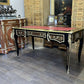 Large & Impressive French Empire Style Boulle Desk With Brass Decoration.