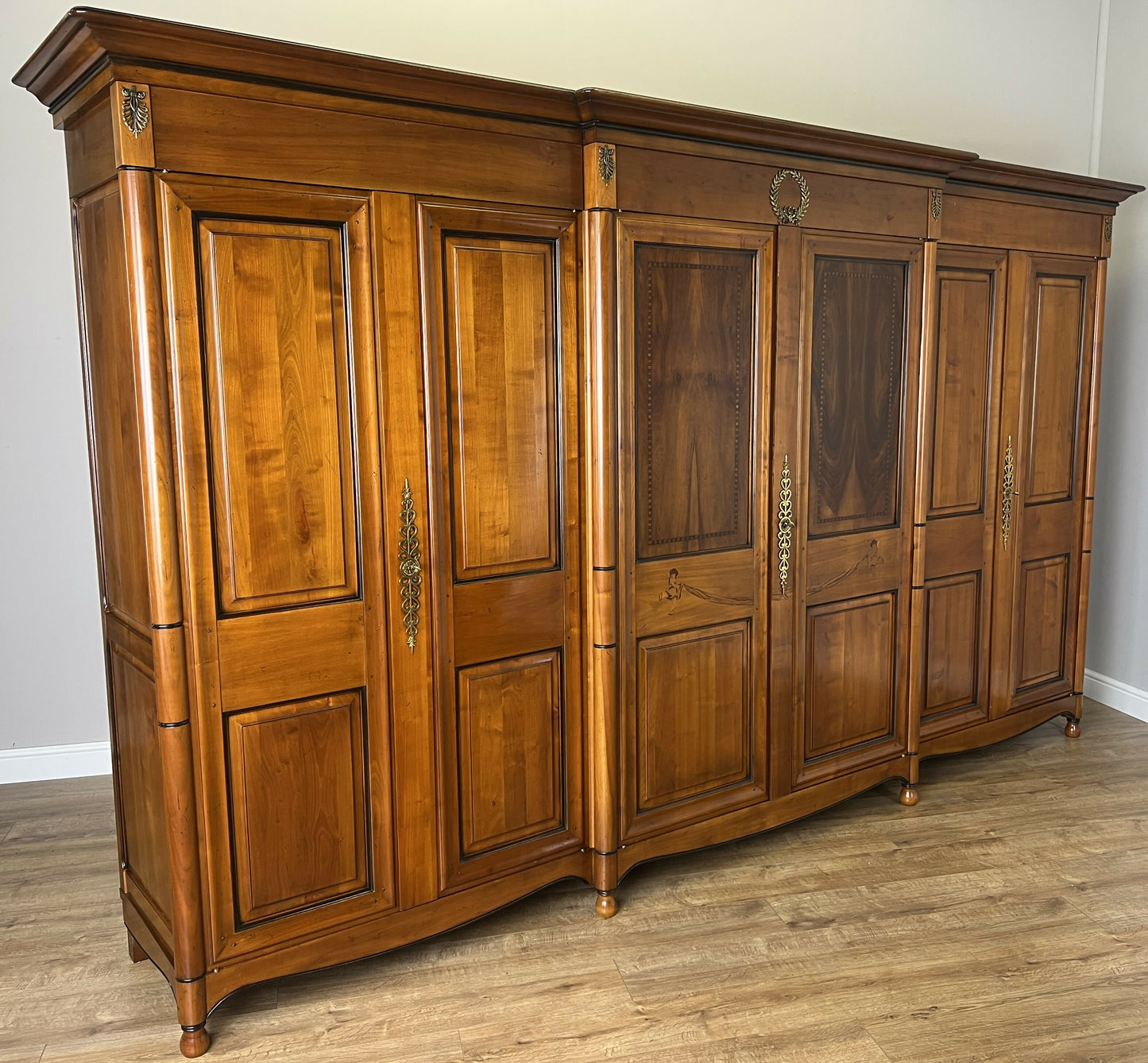 Wardrobe Vintage French Ehalt Six Door Carved Armoire Cabinet LOT 6112