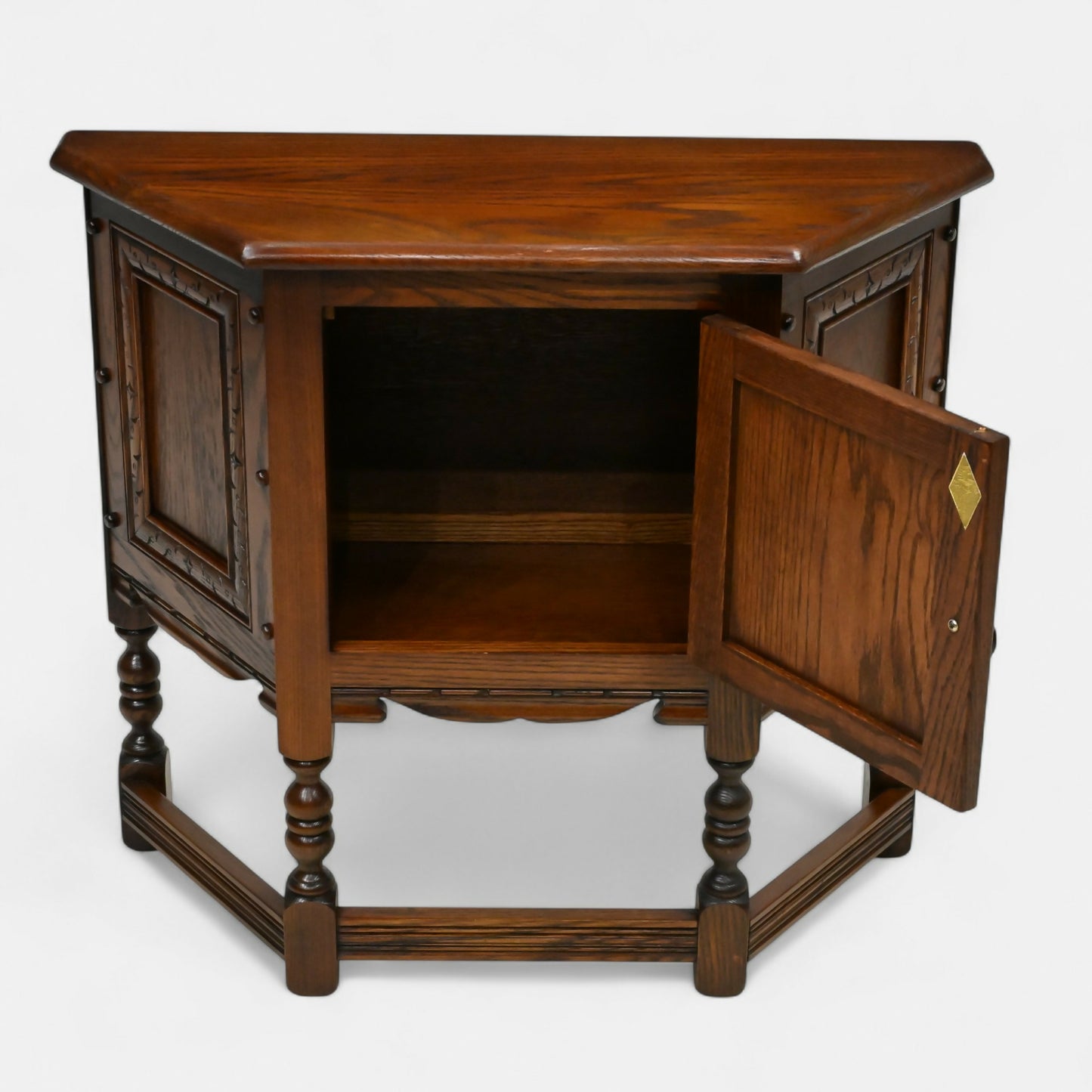 Old Charm Canted Table With Cupboard Finished In Tudor Brown FREE UK Delivery*. SBR10710/1507E