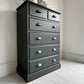 Set of 3 - Painted solid Pine Chest of Drawers and Pair of Bedside Tables in Charcoal Grey