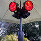 Black Vintage Large Patio Set 4 Benches, Parasol and Heat Lamps