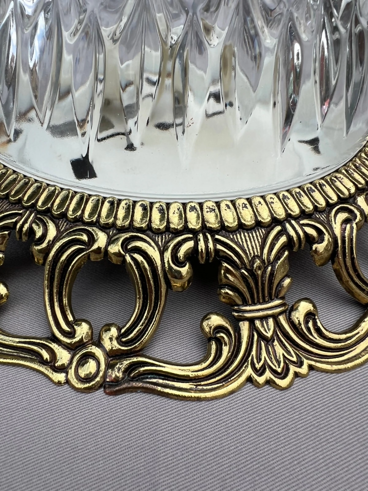 Ceiling Lamp Vintage French Brass Pressed Crystal Pendant Chandelier LOT 6000