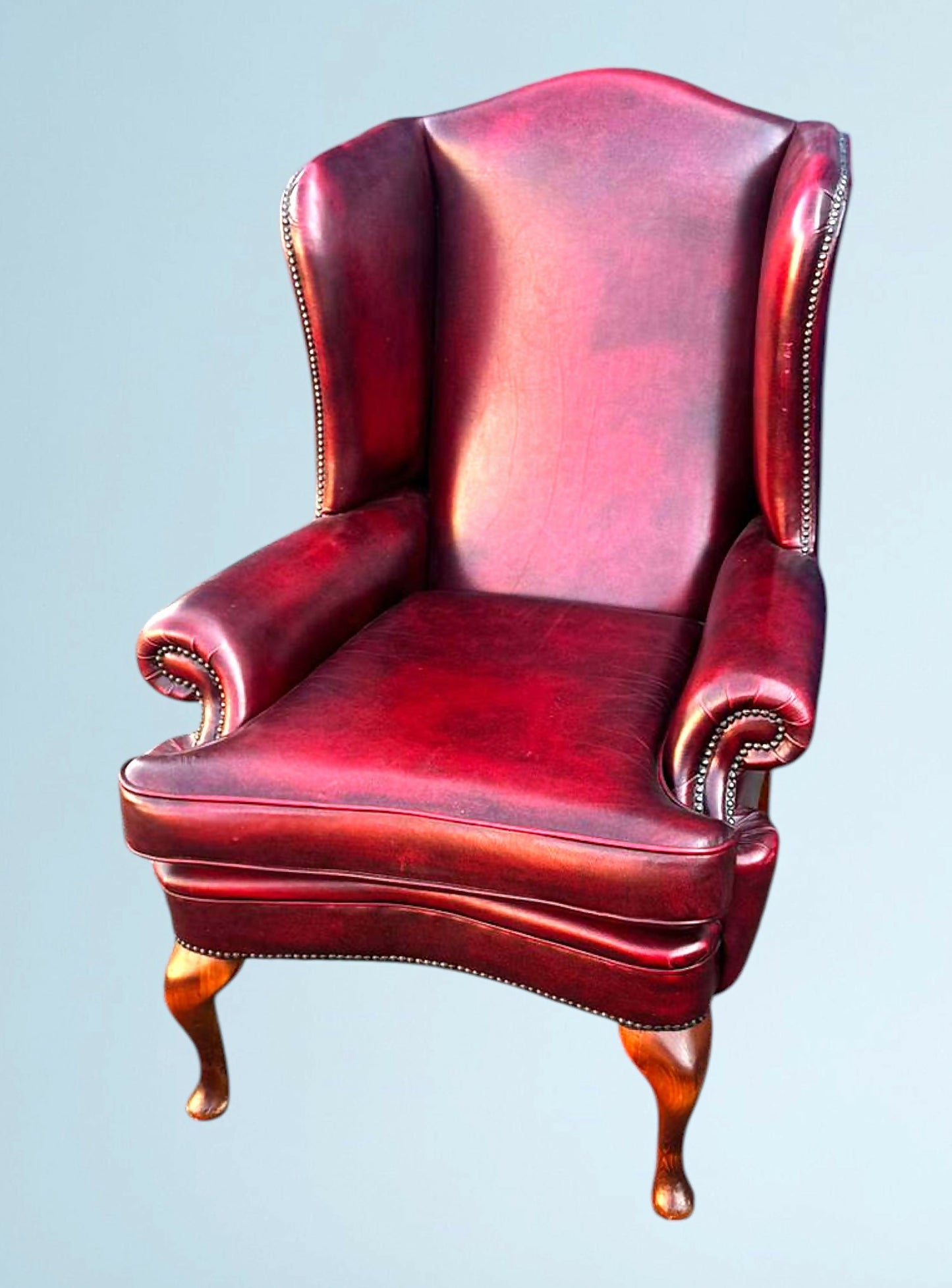 Queen Anne High Back Chesterfield Leather Armchair