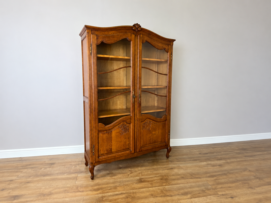 Bookcase Vintage French Louis Oak Glazed Display Cabinet Sideboard LOT 6522