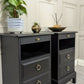 Black Stag Minstrel Pair Of 2 Drawer Narrow Bedside Tables