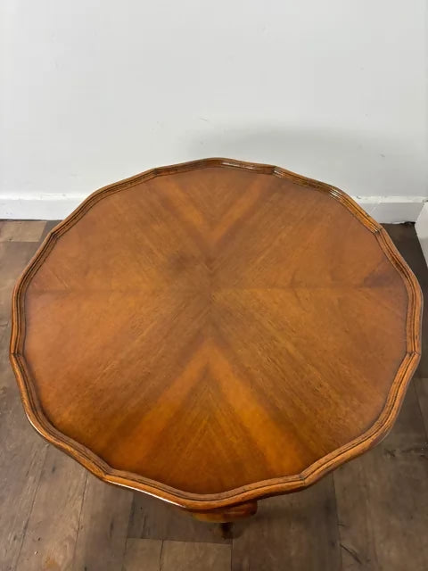 Vintage Walnut Veneer Scalloped Edge Coffee Table