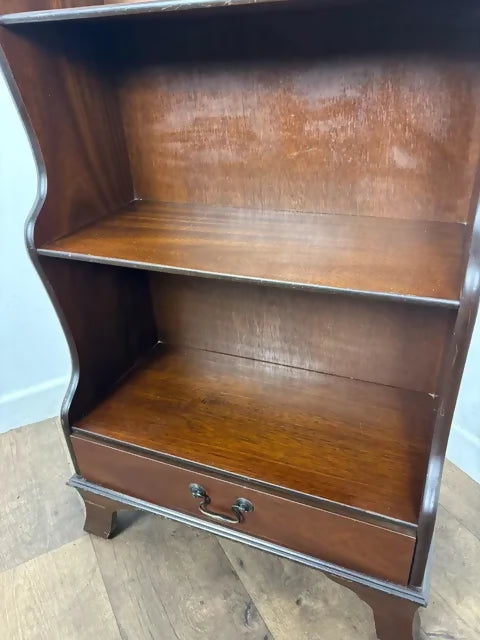 Vintage Mahogany Four Shelf Waterfall Bookcase