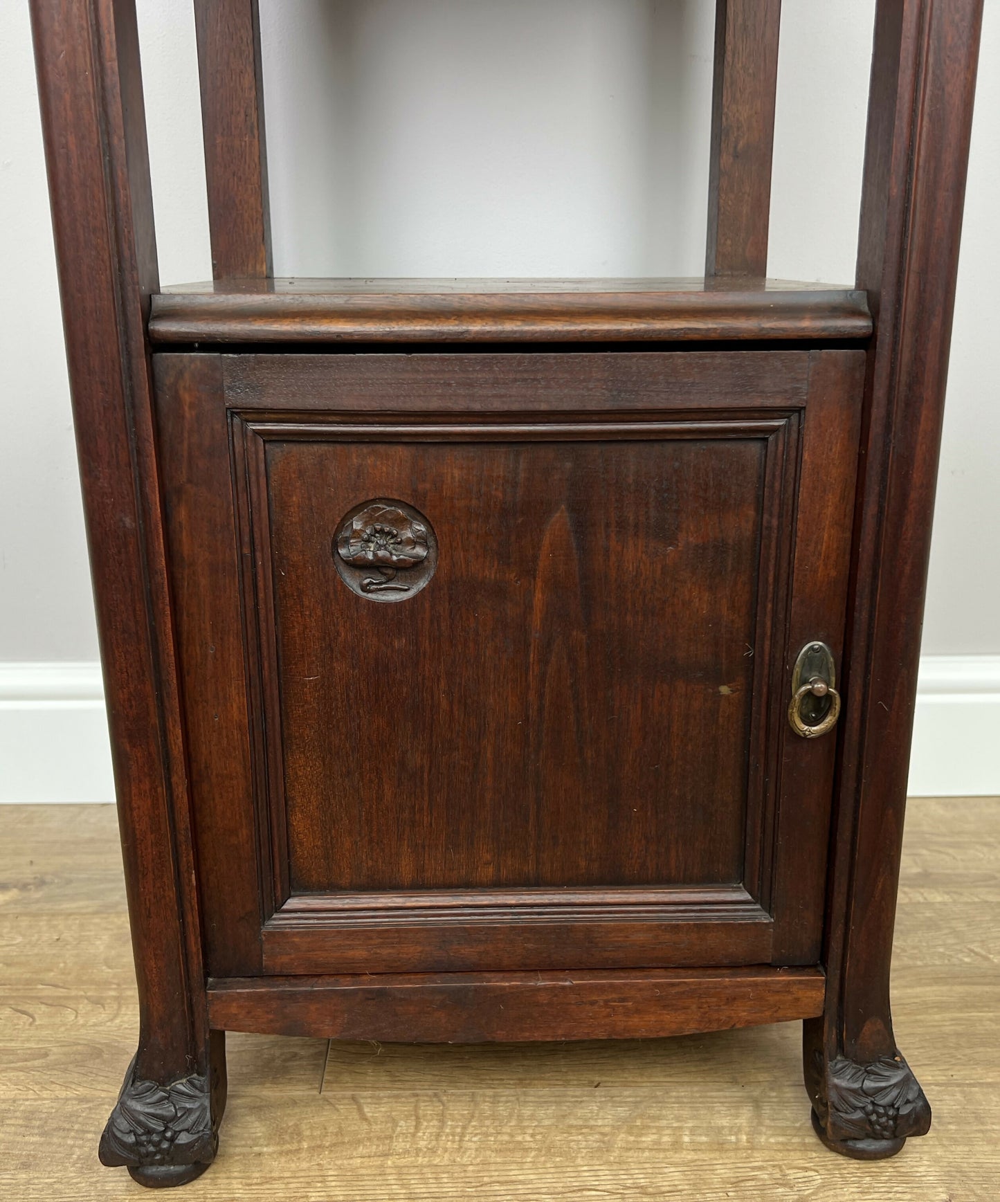 Bedside Table Antique French Style Marble Top Walnut Cabinet Nightstand LOT 6239